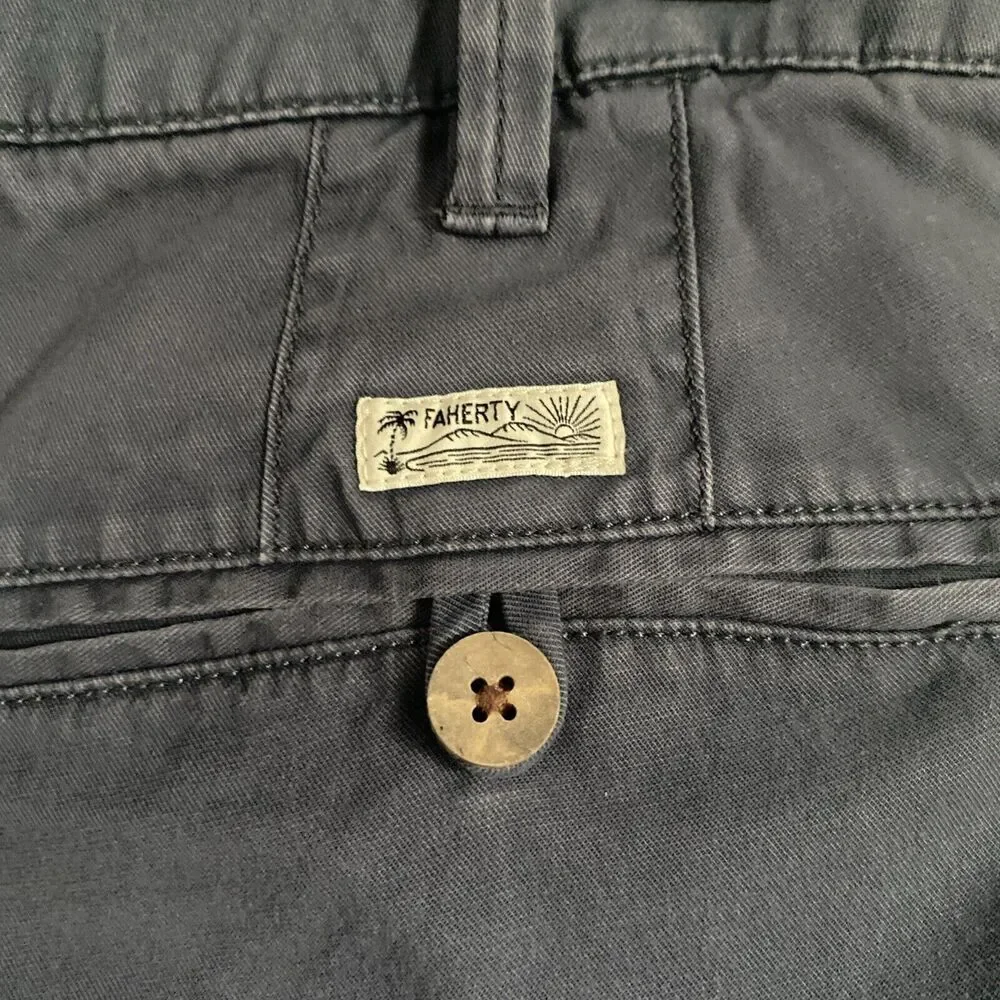 Faherty Chino Shorts Blue Organic Cotton/Tencel Bermuda Shorts Mem's Sz 33